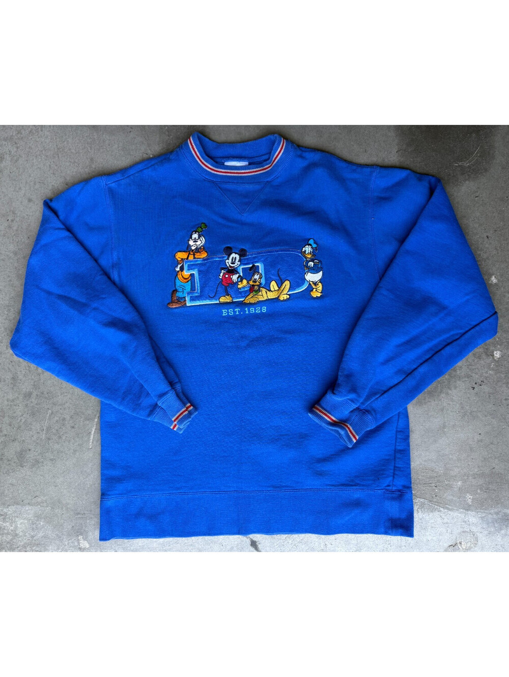 VTG Mens Sz Small DISNEY STORE Blue Sweater Crewneck Pullover